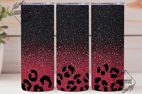 Red Black Glitter Leopard 20oz Tumbler Sublimation sassyprint 