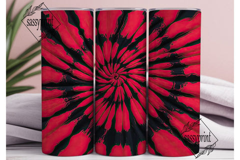 Red Black Tie Dye Vortex 20oz Tumbler Sublimation sassyprint 