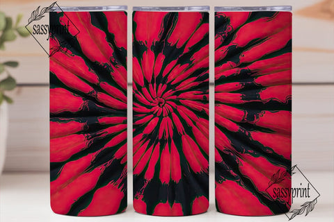 Red Black Tie Dye Vortex 20oz Tumbler Sublimation sassyprint 