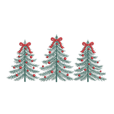 Red Bow Christmas Tree Trio Machine Embroidery Design for 6x10 8x8 8x12 Digital File Embroidery/Applique DESIGNS Nino Nadaraia 