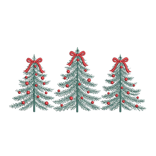 Red Bow Christmas Tree Trio Machine Embroidery Design for 6x10 8x8 8x12 Digital File Embroidery/Applique DESIGNS Nino Nadaraia 