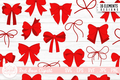 Red Bow Clipart Bundle SVG dapiyupi store 