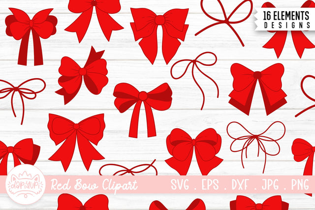 Red Bow Clipart Bundle SVG dapiyupi store 