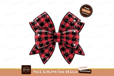 Red Buffalo Plaid Bow Sublimation Png Sublimation Designangry 