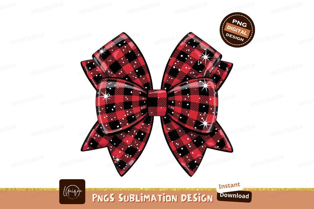 Red Buffalo Plaid Bow Sublimation Png Sublimation Designangry 