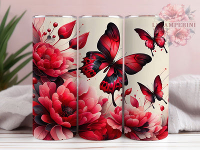 Red Butterfly Elegant Tumbler Wrap, Seamless Pattern, Elegant Wrap, Nature Theme, Bold Style, Romantic Design, Sublimation Design Sublimation Li Zamperini 