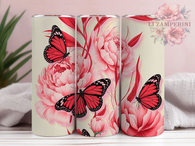 Red Butterfly Elegant Tumbler Wrap, Seamless Pattern, Elegant Wrap, Nature Theme, Bold Style, Romantic Design, Sublimation Design Sublimation Li Zamperini 