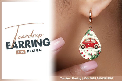 Red car christmas ornaments and snowy details Sublimation Regulrcrative 