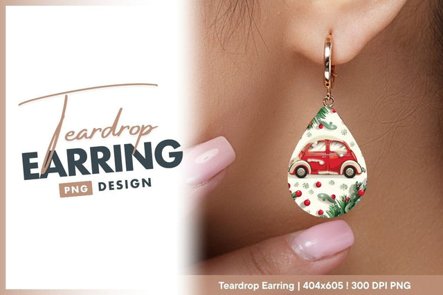 Red car christmas ornaments and snowy details Sublimation Regulrcrative 