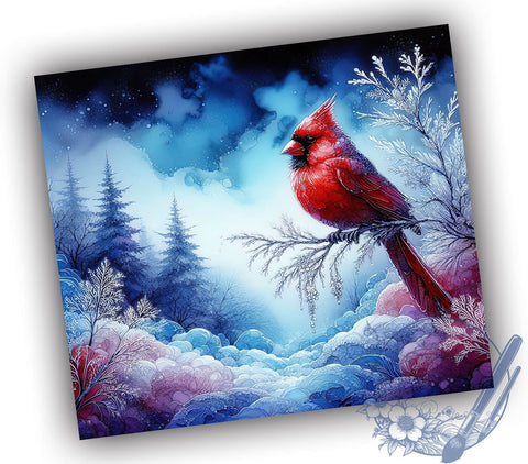 Red Cardinal 20oz Skinny Tumbler, Christmas Bird Tumbler Png, Straight & Tapered Tumbler Wrap, Instant Digital Download Sublimation ToriDesigns 