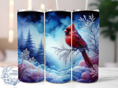 Red Cardinal 20oz Skinny Tumbler, Christmas Bird Tumbler Png, Straight & Tapered Tumbler Wrap, Instant Digital Download Sublimation ToriDesigns 