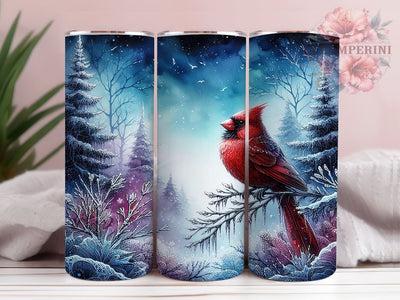 Red Cardinal 20oz Tumbler Wrap PNG, Christmas Bird Tumbler Png, Straight & Tapered Tumbler Wrap, Instant Digital Download Sublimation Li Zamperini 
