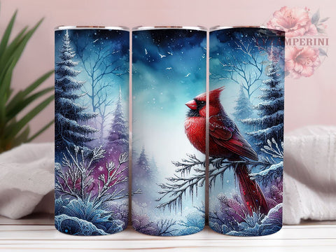 Red Cardinal 20oz Tumbler Wrap PNG, Christmas Bird Tumbler Png, Straight & Tapered Tumbler Wrap, Instant Digital Download Sublimation Li Zamperini 