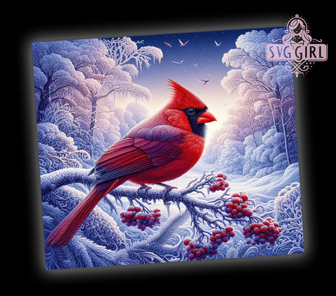 Red Cardinal 20oz Tumbler Wrap Sublimation Design, Straight Tapered Tumbler Wrap, Christmas Bird Tumbler Png, Instant Digital Download Sublimation SvggirlplusArt 