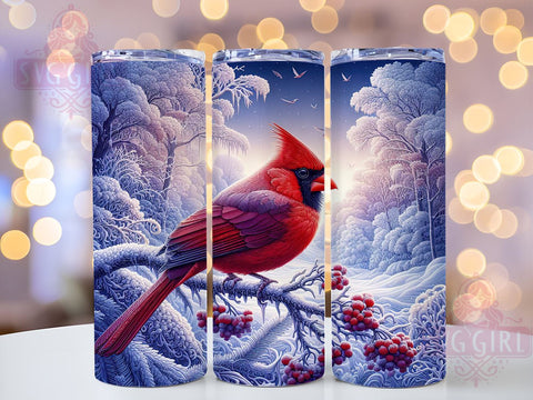 Red Cardinal 20oz Tumbler Wrap Sublimation Design, Straight Tapered Tumbler Wrap, Christmas Bird Tumbler Png, Instant Digital Download Sublimation SvggirlplusArt 