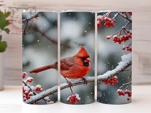 Red Cardinal Christmas 20oz Tumbler Png, Straight & Tapered Tumbler Png, Red Cardinal Tumbler Png, Digital Download PNG Sublimation Lara' s Designs 