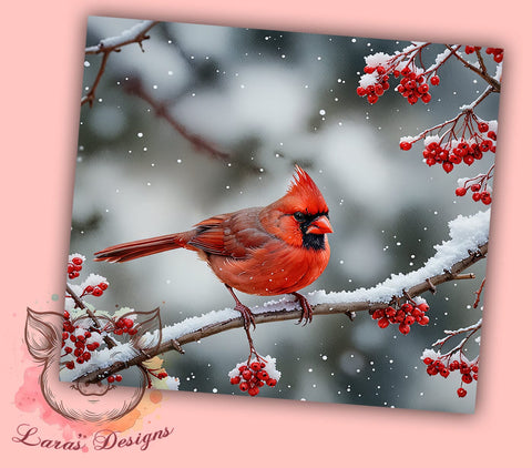 Red Cardinal Christmas 20oz Tumbler Png, Straight & Tapered Tumbler Png, Red Cardinal Tumbler Png, Digital Download PNG Sublimation Lara' s Designs 