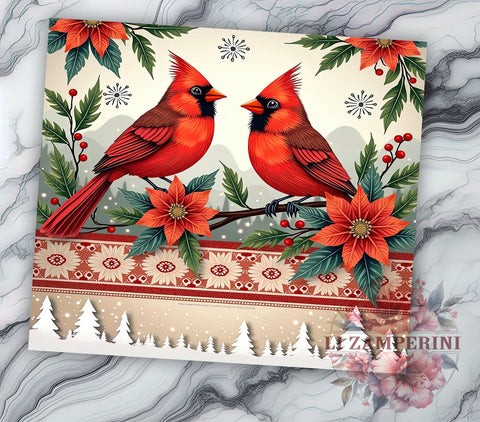 Red Cardinal Christmas 20oz Tumbler, Red Cardinal Design, Holiday Sublimation, 20oz Tumbler Wrap, Winter Decor, Gift for Bird Lovers, Personalized Christmas Gift Sublimation Li Zamperini 