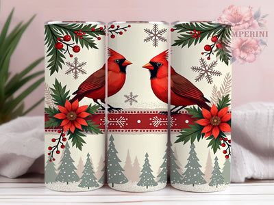 Red Cardinal Christmas 20oz Tumbler, Red Cardinal Design, Holiday Sublimation, 20oz Tumbler Wrap, Winter Decor, Gift for Bird Lovers, Personalized Christmas Gift Sublimation Li Zamperini 