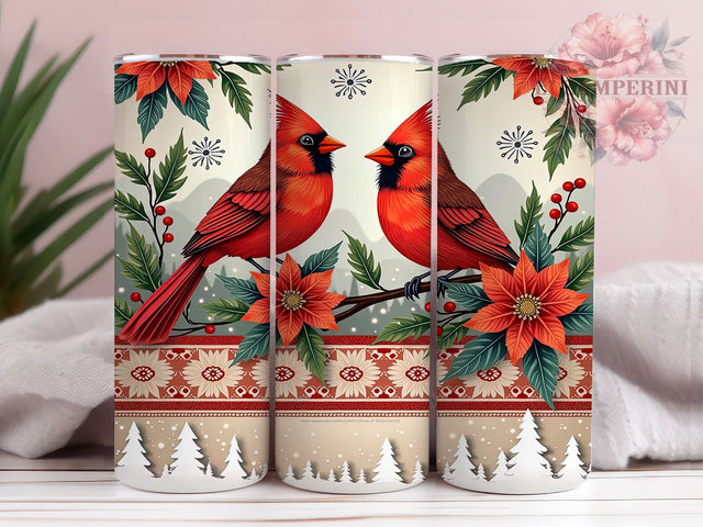 Red Cardinal Christmas 20oz Tumbler, Red Cardinal Design, Holiday Sublimation, 20oz Tumbler Wrap, Winter Decor, Gift for Bird Lovers, Personalized Christmas Gift Sublimation Li Zamperini 