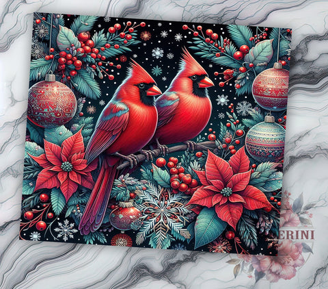 Red Cardinal Christmas 20oz Tumbler, Red Cardinal Design, Holiday Sublimation, 20oz Tumbler Wrap, Winter Decor, Gift for Bird Lovers, Personalized Christmas Gift Sublimation Li Zamperini 