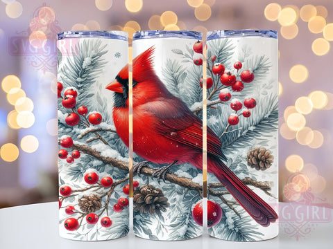 Red Cardinal Christmas 20oz Tumbler Wrap Sublimation Design, Straight Tapered Tumbler Wrap, Cardinal Bird Tumbler Png, Instant Digital Download Sublimation SvggirlplusArt 