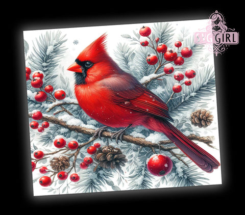 Red Cardinal Christmas 20oz Tumbler Wrap Sublimation Design, Straight Tapered Tumbler Wrap, Cardinal Bird Tumbler Png, Instant Digital Download Sublimation SvggirlplusArt 