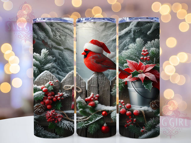 Red Cardinal Christmas Bird Tumbler, Winter Bird Wrap, Holiday Sublimation Design, Red Cardinal Cup, 20Oz Skinny Tumbler Wrap, Festive Bird Mug, Christmas Nature Design Sublimation SvggirlplusArt 