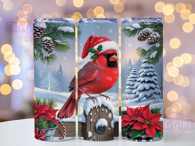 Red Cardinal Christmas Bird Tumbler, Winter Bird Wrap, Holiday Sublimation Design, Red Cardinal Cup, 20Oz Skinny Tumbler Wrap, Festive Bird Mug, Christmas Nature Design Sublimation SvggirlplusArt 