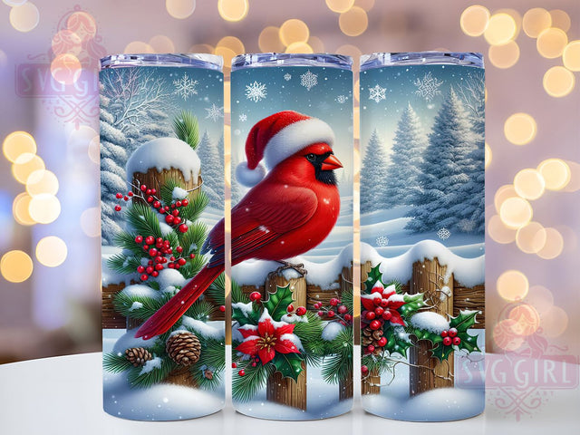 Red Cardinal Christmas Bird Tumbler, Winter Bird Wrap, Holiday Sublimation Design, Red Cardinal Cup, 20Oz Skinny Tumbler Wrap, Festive Bird Mug, Christmas Nature Design Sublimation SvggirlplusArt 