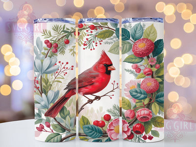 Red Cardinal Christmas Tumbler, Festive Bird Wrap, Holiday Berries Sublimation Design, 20oz Cardinal Tumbler, Whimsical Holiday Mug, Elegant Bird Cup, Winter Cardinal Art Sublimation SvggirlplusArt 