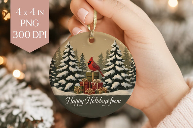 Red Cardinal Ornament Sublimation PNG Sublimation BijouBay 