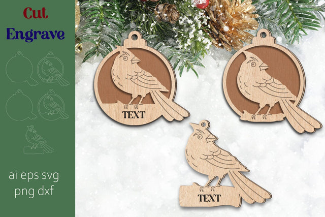 Red cardinal ornament svg, Christmas laser cut, Winter Decoration SVG AnastasiyaArtDesign 