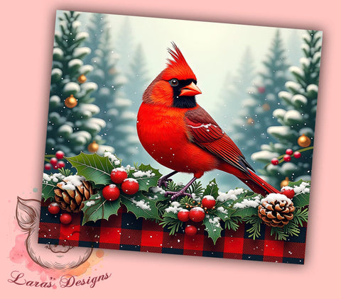 Red Cardinal Plaid Christmas Tumbler, Red Cardinal Tumbler, Buffalo Plaid Design, Winter Holiday Drinkware, 20oz Wrap, Christmas Decor, Snowy Scene, Festive Sublimation Sublimation Lara' s Designs 