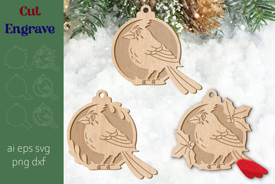 Red cardinal svg, Christmas laser cut ornament, Winter Decoration SVG AnastasiyaArtDesign 