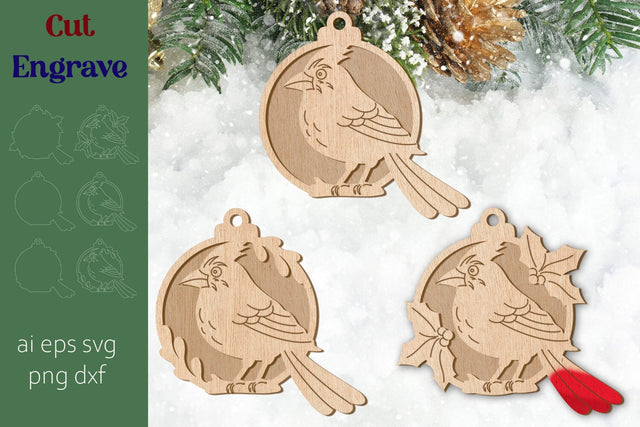 Red cardinal svg, Christmas laser cut ornament, Winter Decoration SVG AnastasiyaArtDesign 