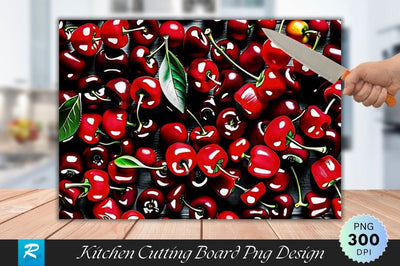 Red Cherry Cutting Board PNG Design Sublimation Regulrcrative 