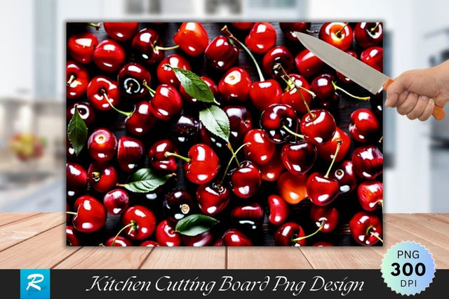 Red Cherry Cutting Board PNG Design Sublimation Regulrcrative 