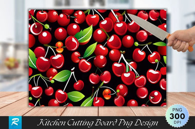 Red Cherry Cutting Board PNG Design Sublimation Regulrcrative 