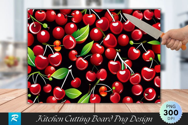 Red Cherry Cutting Board PNG Design Sublimation Regulrcrative 