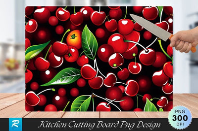 Red Cherry Cutting Board PNG Design Sublimation Regulrcrative 