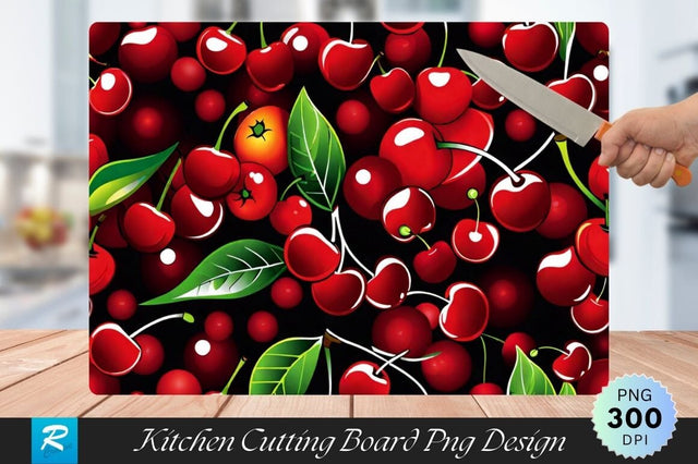 Red Cherry Cutting Board PNG Design Sublimation Regulrcrative 