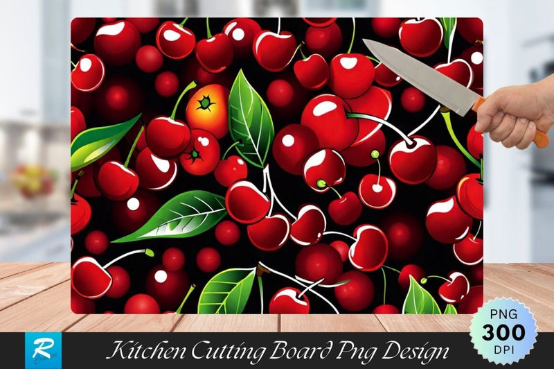 Red Cherry Cutting Board PNG Design Sublimation Regulrcrative 