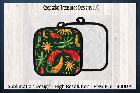 Red Chili Peppers Kitchen Set, Cutting Board, Hot Pad, and Oven Mitt Sublimation Png Printable Template, Digital Download Sublimation Keepsake Treasures Designs LLC. 