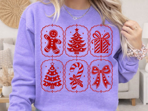 Red Christmas Collage Bow Candy Cane PNG SVG DesignDestine 