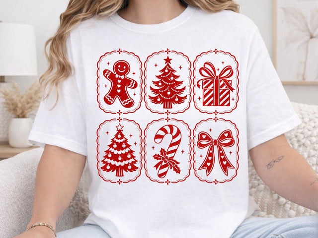 Red Christmas Collage Bow Candy Cane PNG SVG DesignDestine 