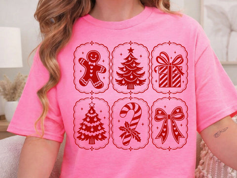 Red Christmas Collage Bow Candy Cane PNG SVG DesignDestine 