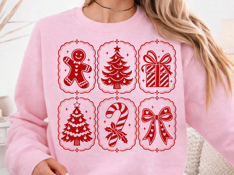 Red Christmas Collage Bow Candy Cane PNG SVG DesignDestine 