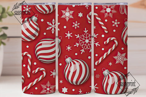 Red Christmas Snowflakes Candy Cane PNG Sublimation sassyprint 