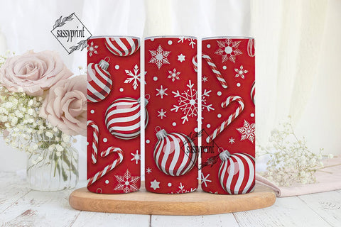 Red Christmas Snowflakes Candy Cane PNG Sublimation sassyprint 